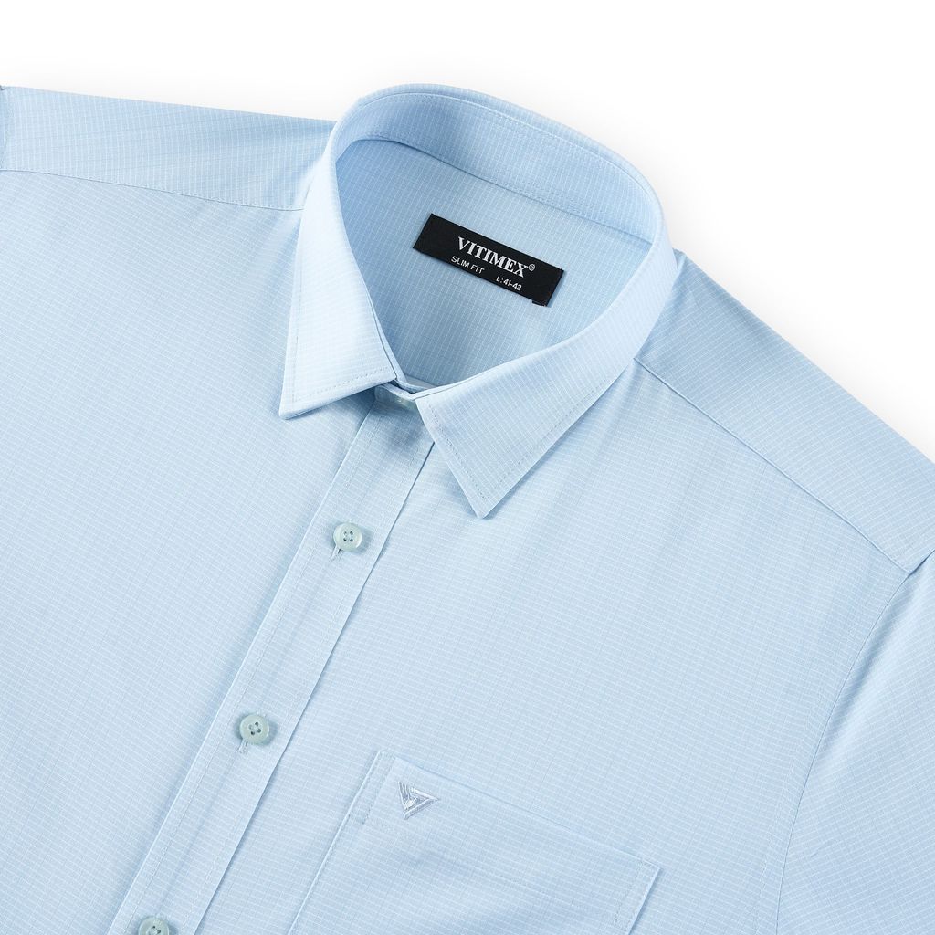 ÁO SƠ MI DÀI TAY VITIMEX DÁNG ÔM VỪA SLIMFIT KẺ CARO ASD 4111