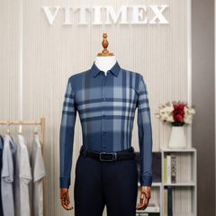 ÁO SƠ MI DÀI TAY VITIMEX DÁNG RỘNG REGULAR KẺ ATD 4010