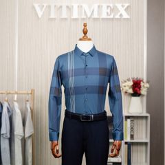 ÁO SƠ MI DÀI TAY VITIMEX DÁNG RỘNG REGULAR KẺ ATD 4016