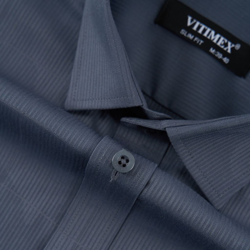 ÁO SƠ MI NGẮN TAY VITIMEX DÁNG ÔM VỪA SLIMFIT KẺ TĂM ASB 4124