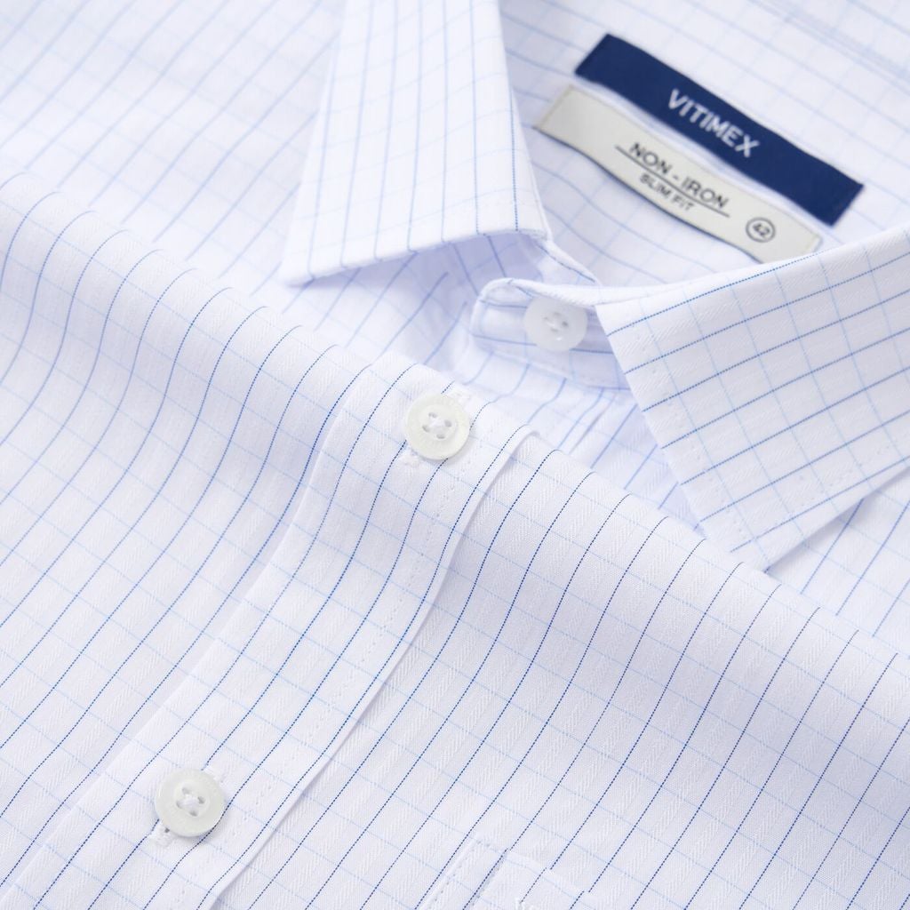 ÁO SƠ MI NGẮN TAY VITIMEX DÁNG ÔM VỪA SLIMFIT KẺ Ô VUÔNG ASB 6012
