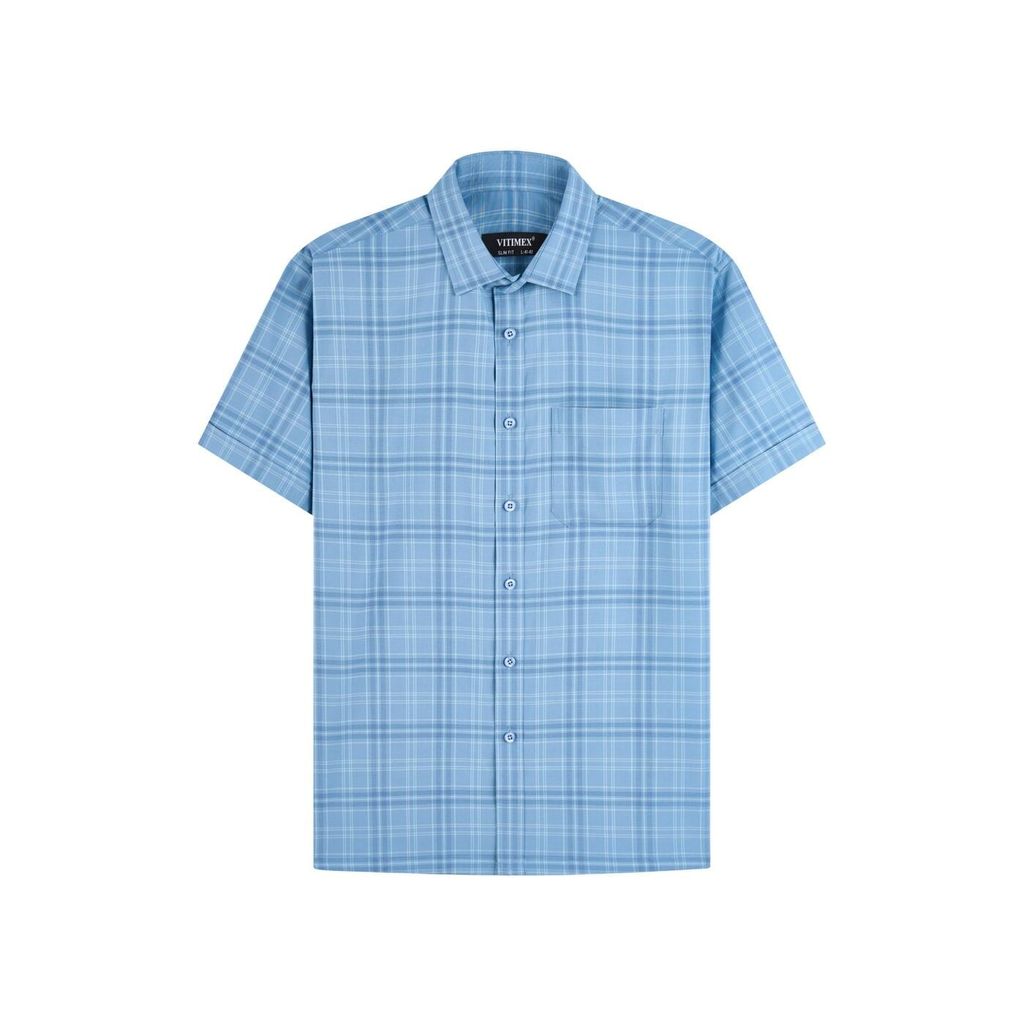 ÁO SƠ MI NGẮN TAY VITIMEX DÁNG ÔM VỪA SLIMFIT KẺ Ô TRUNG ASB 6034