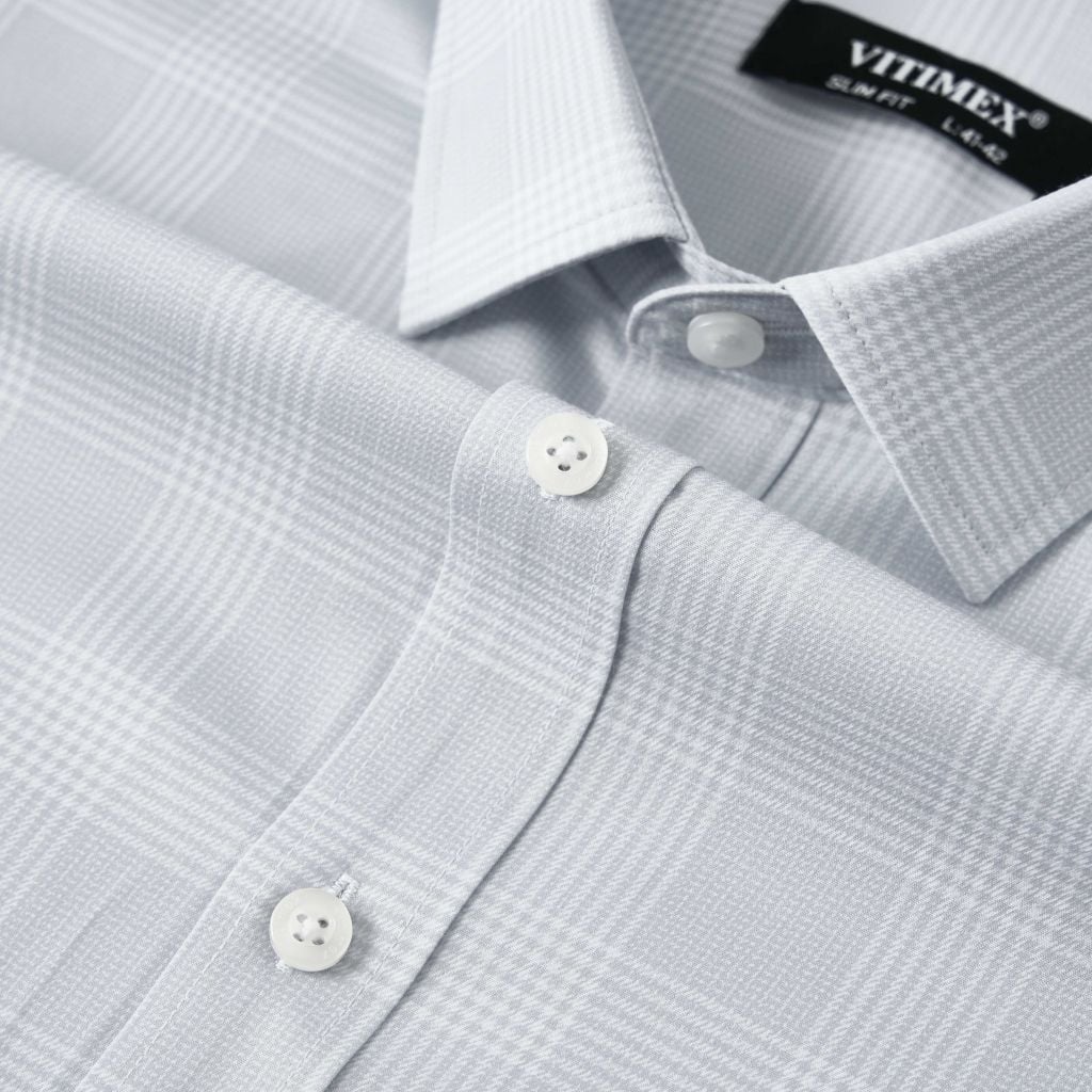 ÁO SƠ MI NGẮN TAY VITIMEX DÁNG ÔM VỪA SLIMFIT KẺ CARO TO ASB 6071