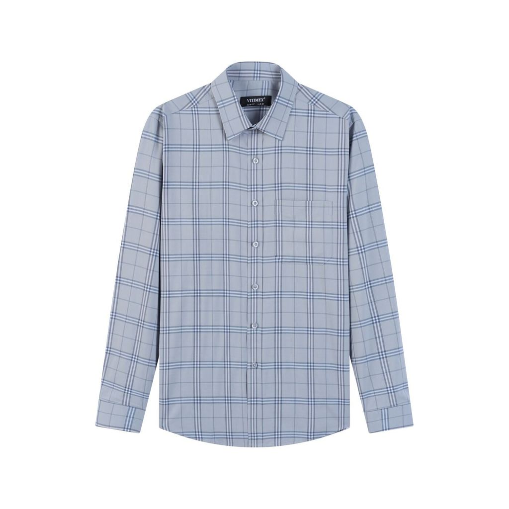 ÁO SƠ MI DÀI TAY VITIMEX DÁNG ÔM VỪA SLIMFIT KẺ CARO ASD 6022