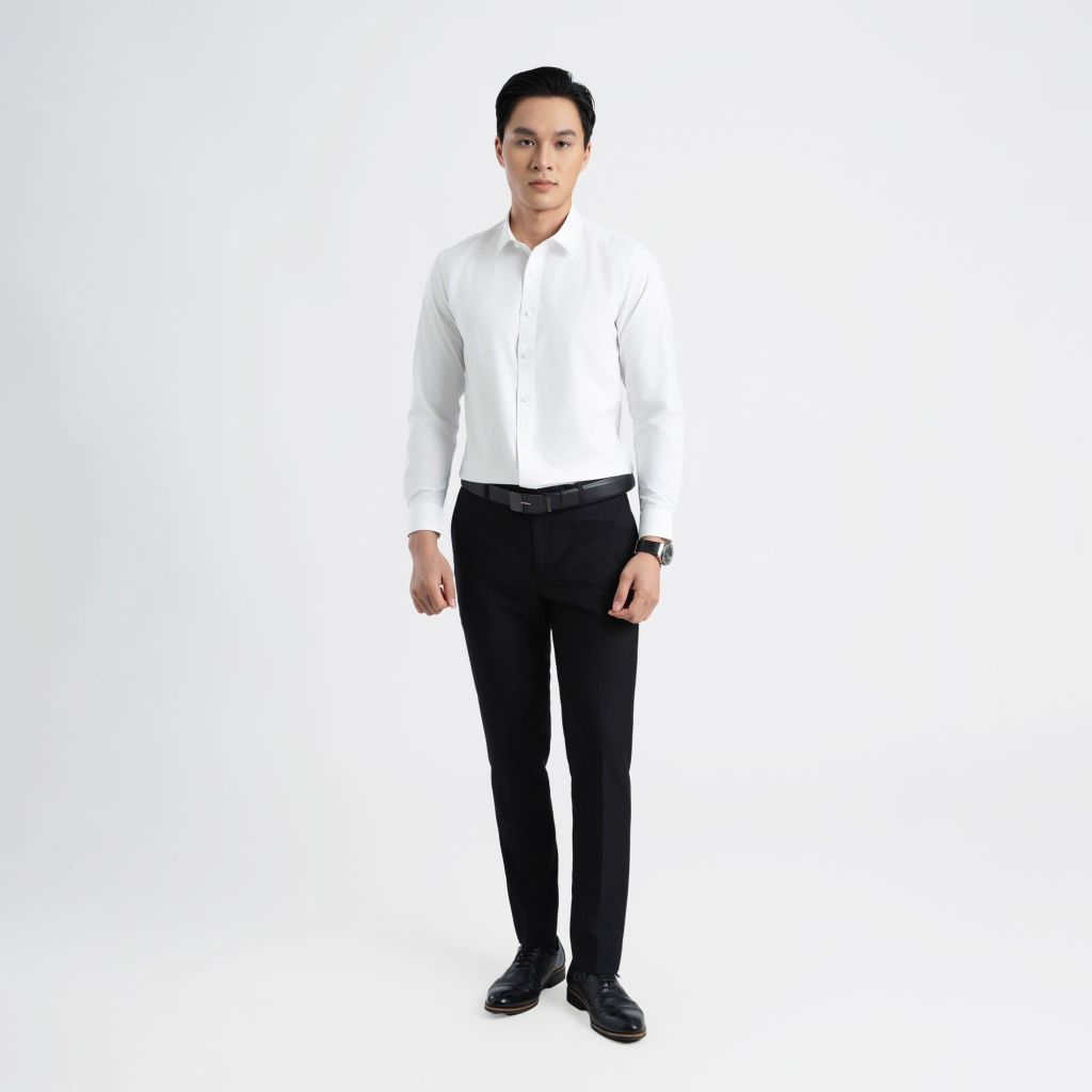 ÁO SƠ MI DÀI TAY VITIMEX DÁNG BODYFIT TRẮNG TRƠN ABD 4001