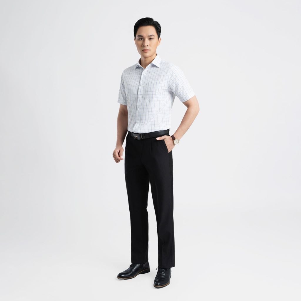 ÁO SƠ MI NGẮN TAY VITIMEX DÁNG RỘNG VỪA REGULAR KẺ CARO ARC 4029