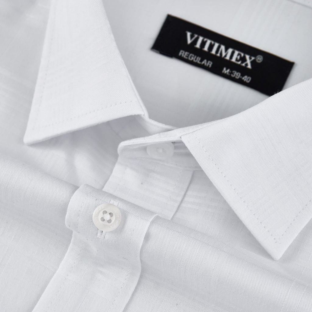 ÁO SƠ MI NGẮN TAY VITIMEX DÁNG RỘNG VỪA REGULAR TRẮNG ARC 4033