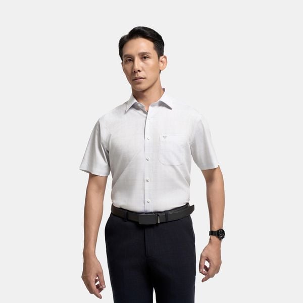 Áo sơ mi nam ngắn tay dáng rộng vừa Regular kẻ ARC4063