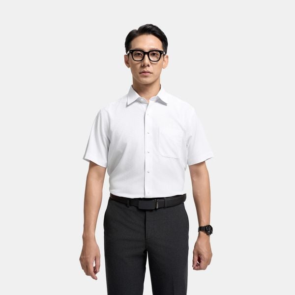 Áo sơ mi nam ngắn tay dáng rộng vừa Regular trơn ARC4080