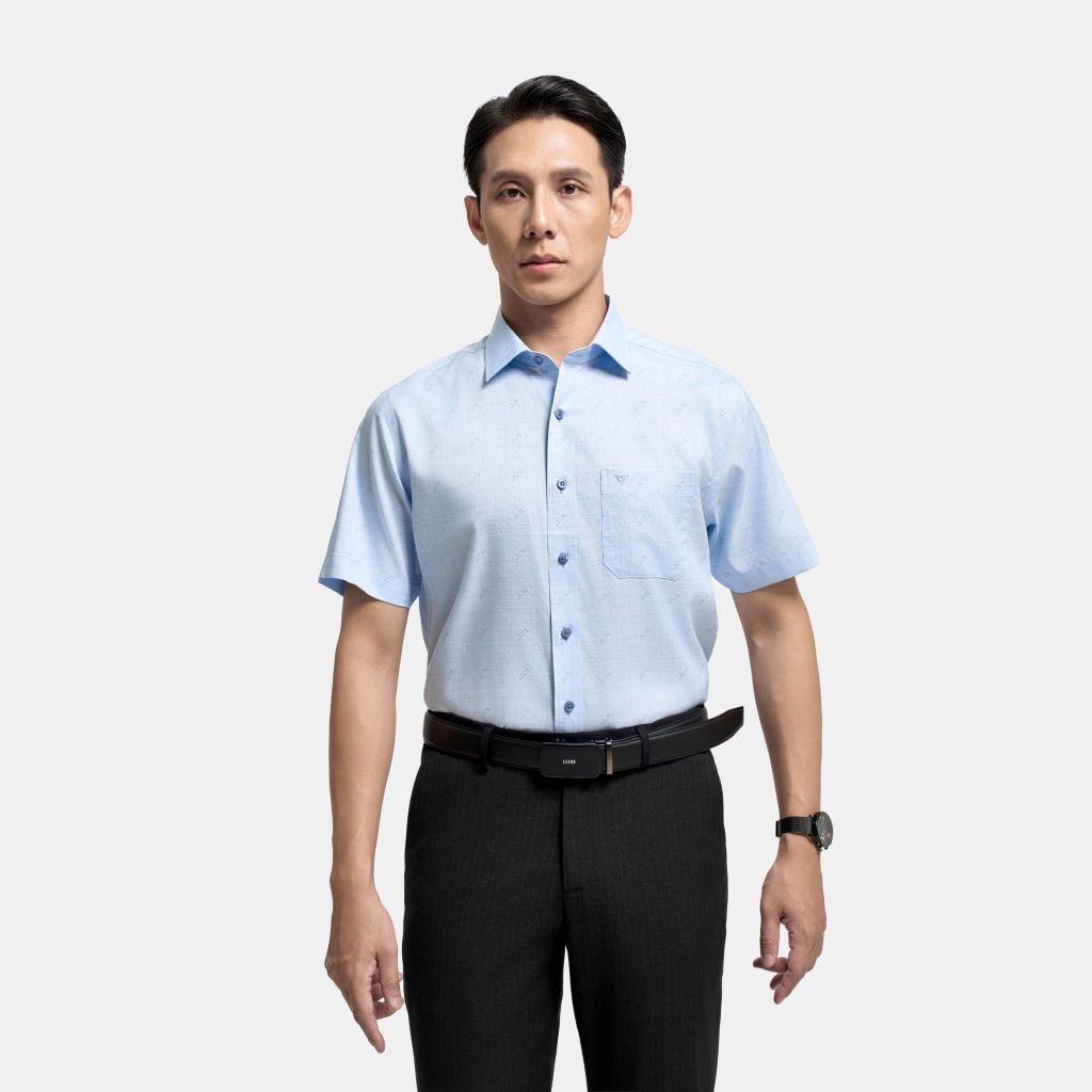 ÁO SƠ MI NGẮN TAY VITIMEX DÁNG RỘNG VỪA REGULAR HỌA TIẾT CHẤM BÔNG ARC 4089