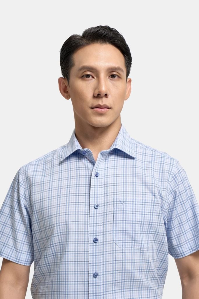 ÁO SƠ MI NGẮN TAY VITIMEX DÁNG RỘNG VỪA REGULAR KẺ CARO ARC 4092