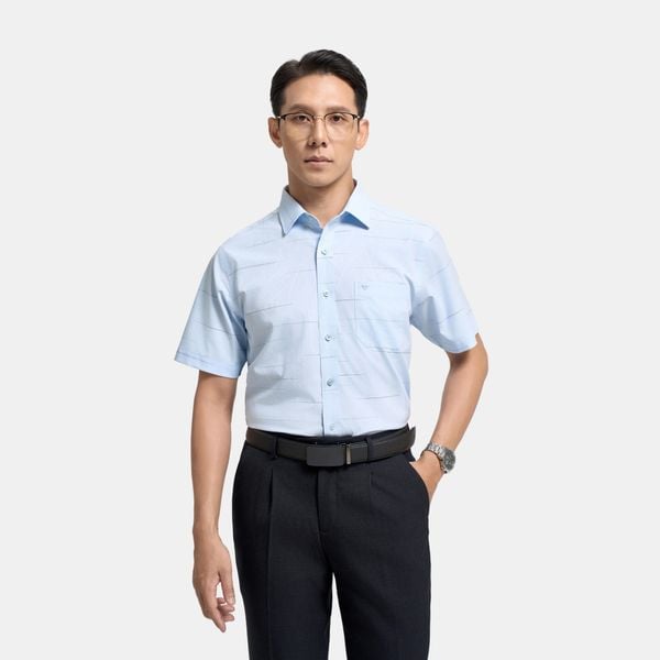Áo sơ mi nam ngắn tay dáng rộng vừa Regular kẻ ARC4097