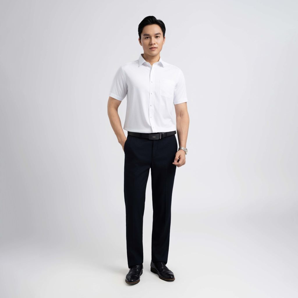 ÁO SƠ MI NGẮN TAY VITIMEX DÁNG RỘNG VỪA REGULAR TRẮNG ARC 4108
