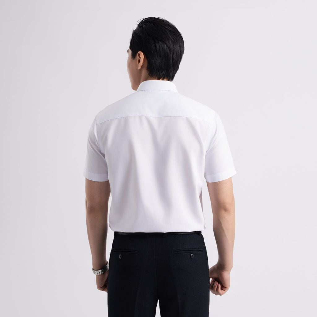 ÁO SƠ MI NGẮN TAY VITIMEX DÁNG RỘNG VỪA REGULAR TRẮNG TRƠN ARC 7265