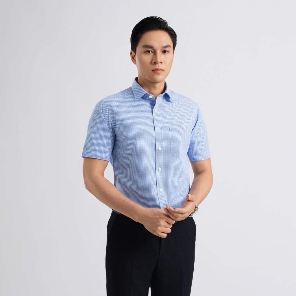 ÁO SƠ MI NGẮN TAY NAM VITIMEX DÁNG RỘNG VỪA REGULAR ARC 7574