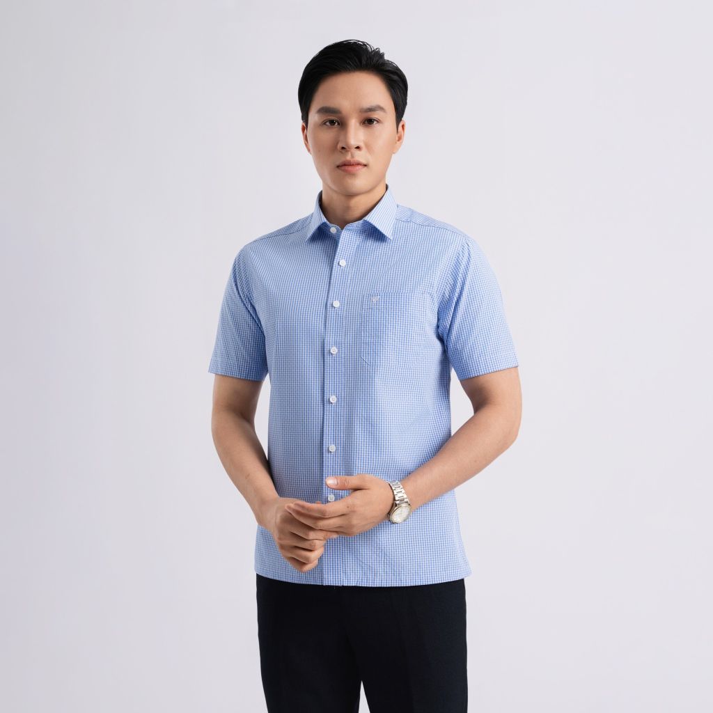 ÁO SƠ MI NGẮN TAY NAM VITIMEX DÁNG RỘNG VỪA REGULAR ARC 7574