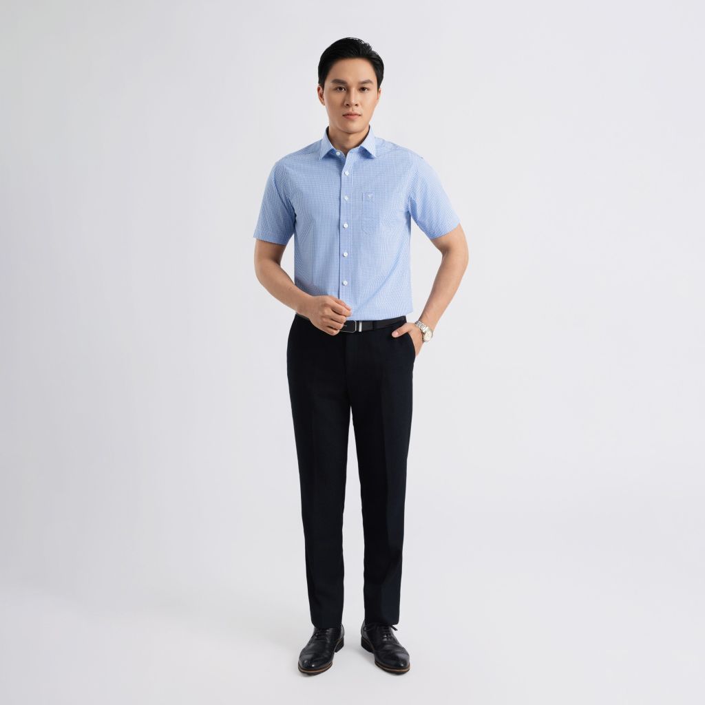 ÁO SƠ MI NGẮN TAY NAM VITIMEX DÁNG RỘNG VỪA REGULAR ARC 7574