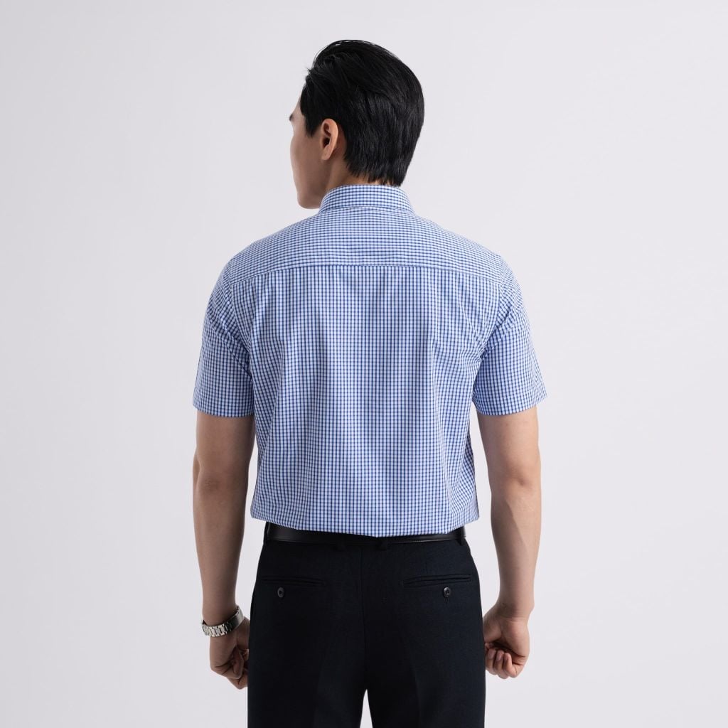 ÁO SƠ MI NGẮN TAY VITIMEX DÁNG RỘNG VỪA REGULAR KẺ TĂM ARC 7584