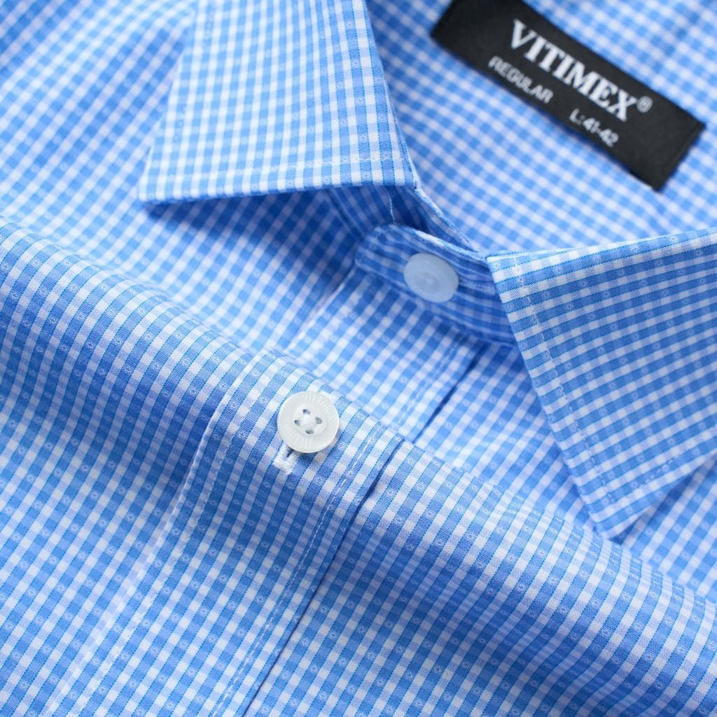ÁO SƠ MI NGẮN TAY VITIMEX DÁNG RỘNG VỪA REGULAR KẺ TĂM ARC 7584