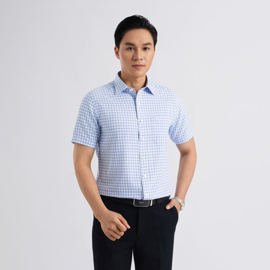 ÁO SƠ MI NGẮN TAY NAM VITIMEX DÁNG RỘNG VỪA REGULAR ARC 7813
