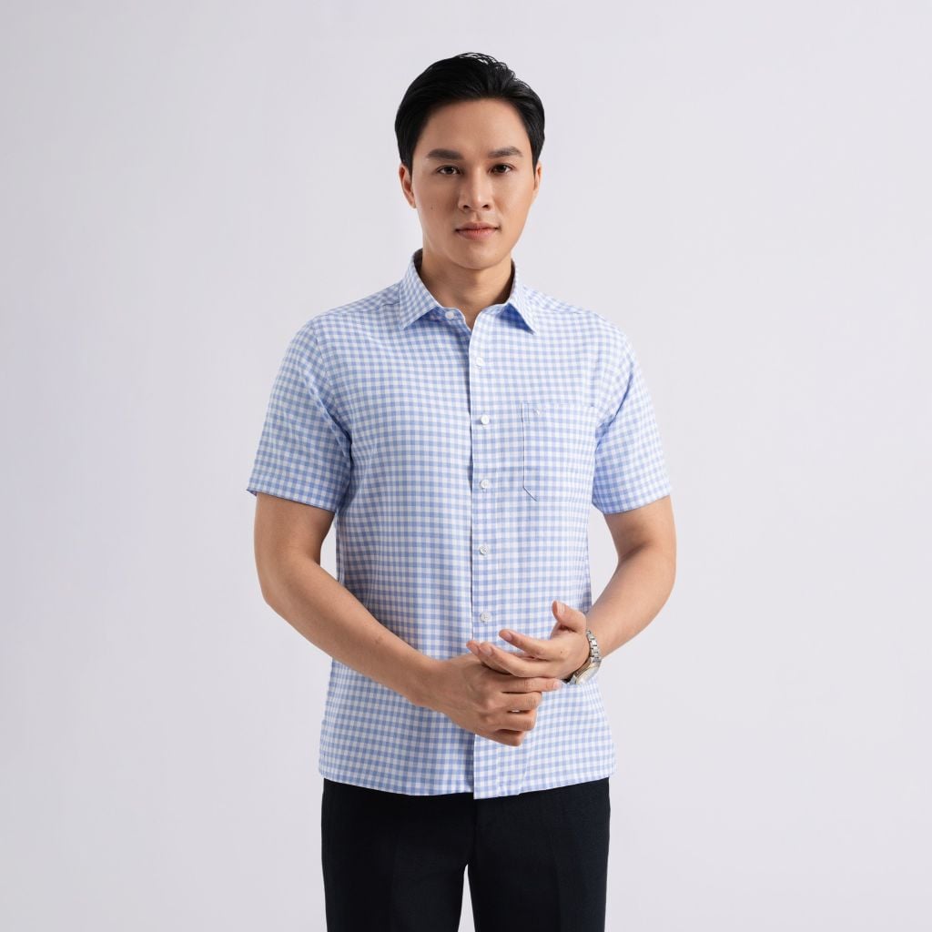 ÁO SƠ MI NGẮN TAY NAM VITIMEX DÁNG RỘNG VỪA REGULAR ARC 7813