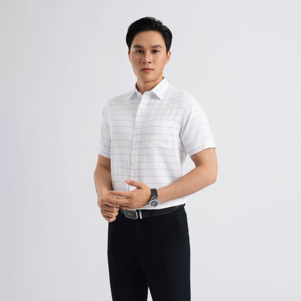 ÁO SƠ MI NGẮN TAY NAM VITIMEX DÁNG RỘNG VỪA REGULAR ARC 7828
