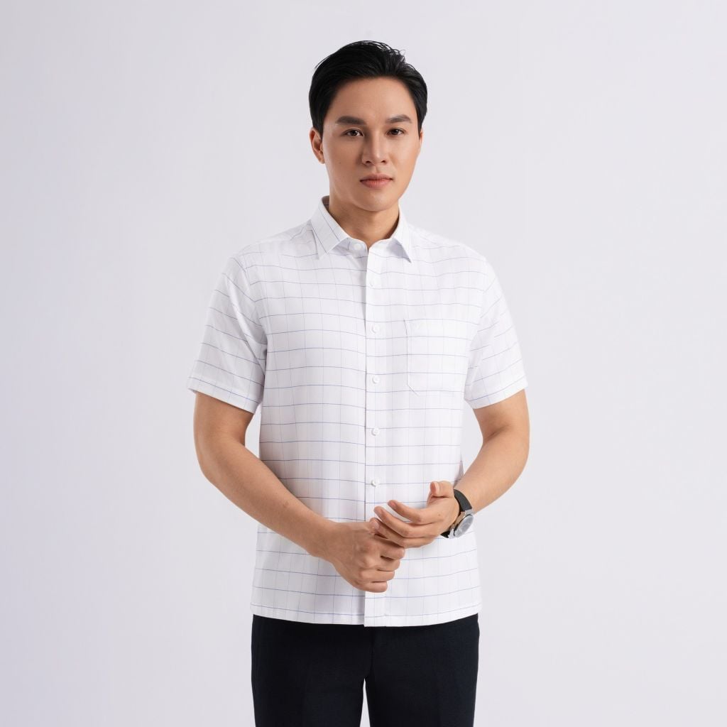 ÁO SƠ MI NGẮN TAY NAM VITIMEX DÁNG RỘNG VỪA REGULAR ARC 7828