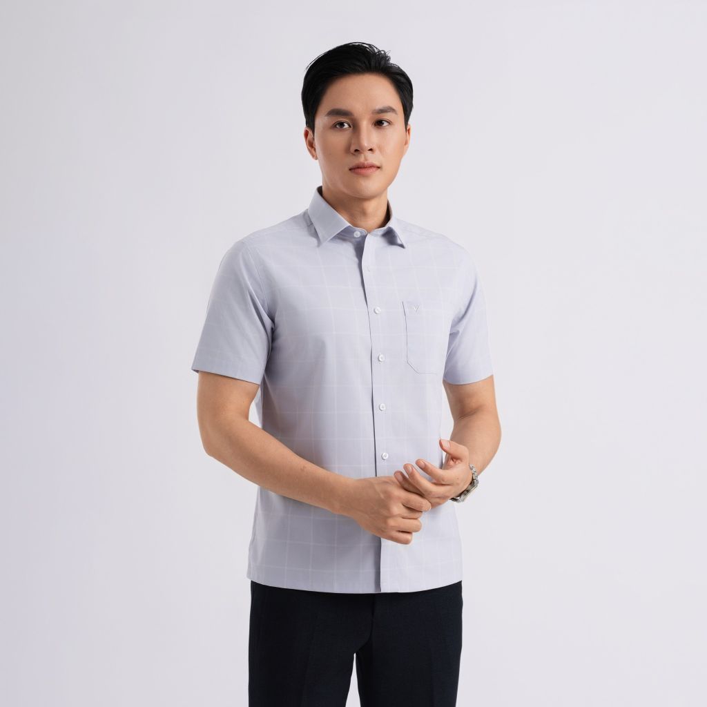 ÁO SƠ MI NGẮN TAY NAM VITIMEX DÁNG RỘNG VỪA REGULAR ARC 7879