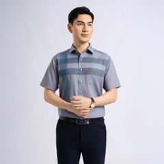 ÁO SƠ MI NGẮN TAY VITIMEX DÁNG RỘNG REGULAR KẺ ARC 7886
