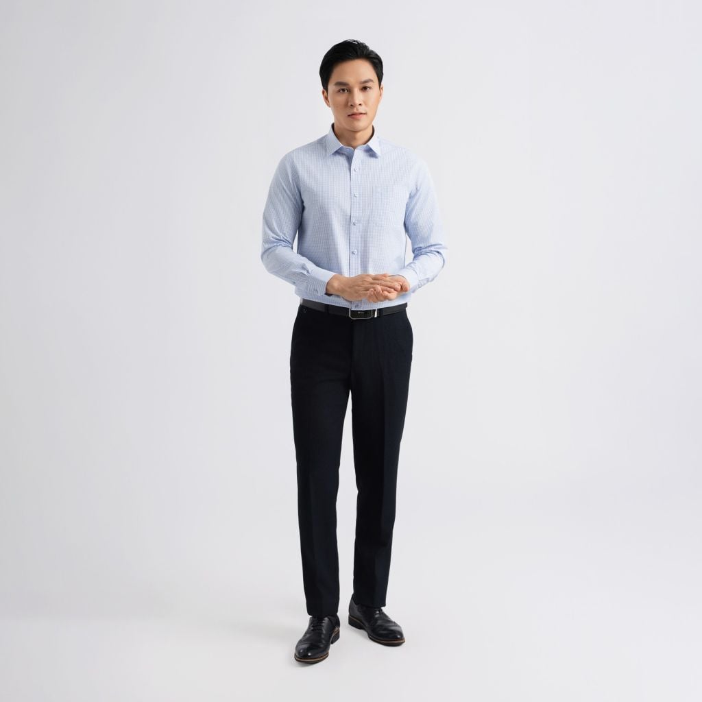 ÁO SƠ MI DÀI TAY VITIMEX DÁNG RỘNG VỪA REGULAR KẺ TĂM ARD 7578