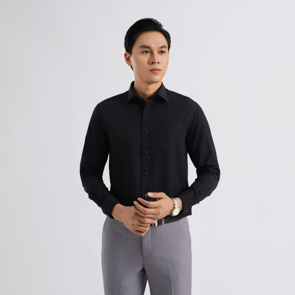 ÁO SƠ MI DÀI TAY VITIMEX DÁNG RỘNG VỪA REGULAR TRƠN ARD 7686