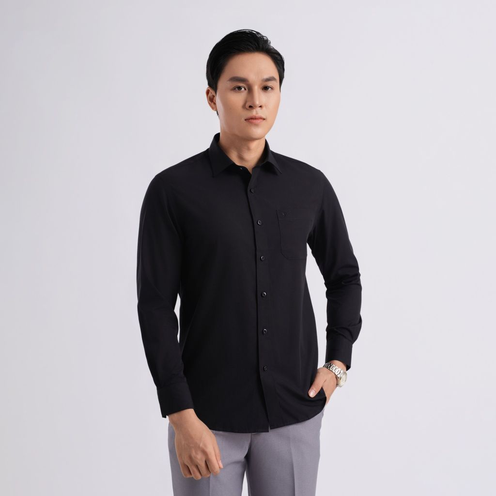 ÁO SƠ MI DÀI TAY VITIMEX DÁNG RỘNG VỪA REGULAR TRƠN ARD 7686
