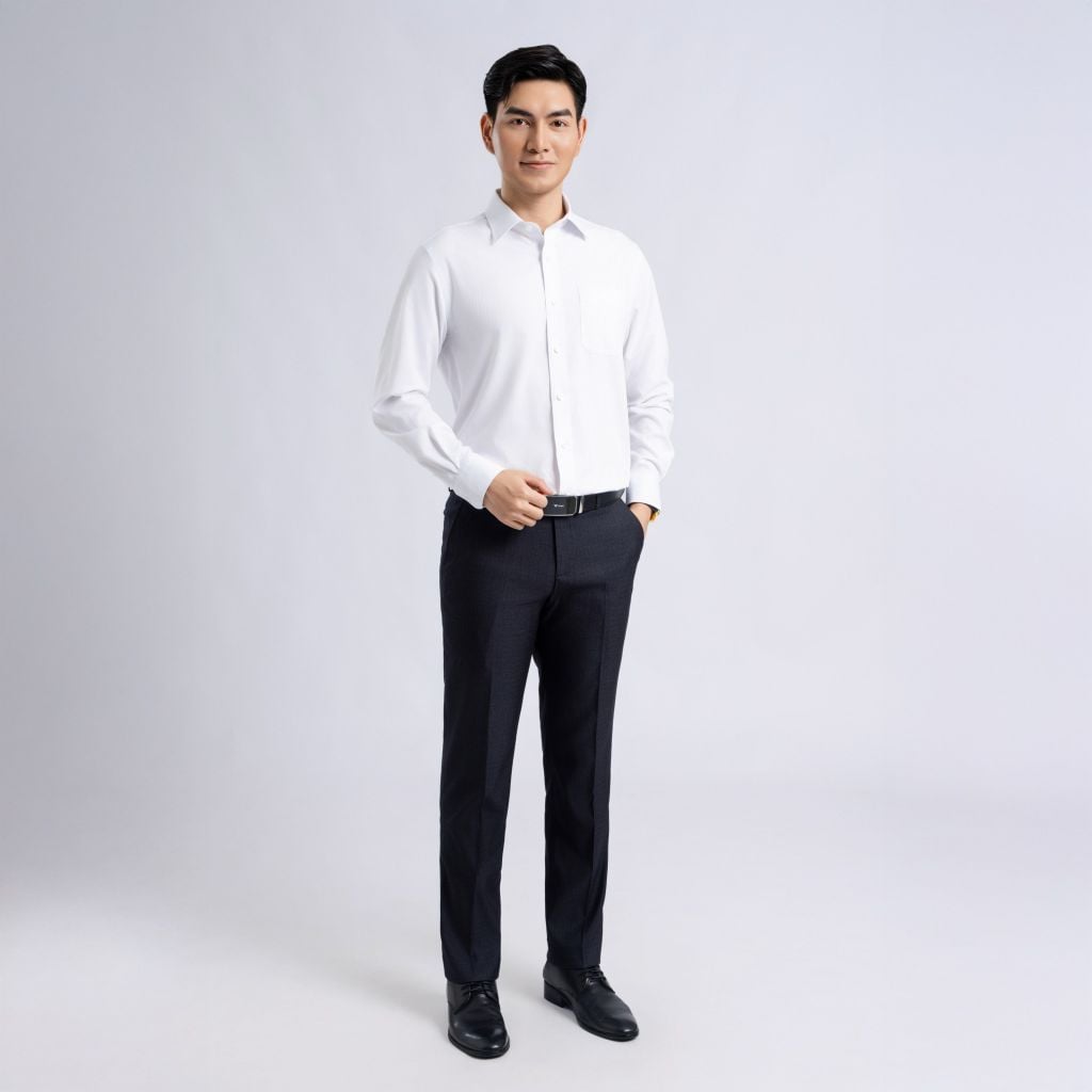 ÁO SƠ MI DÀI TAY VITIMEX DÁNG RỘNG VỪA REGULAR HỌA TIẾT CHÌM ARD 7842