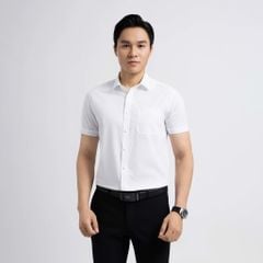 ÁO SƠ MI NGẮN TAY VẠT BẰNG VITIMEX DÁNG ÔM VỪA TRẮNG ASB 4012