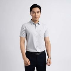 ÁO SƠ MI NGẮN TAY VẠT BẰNG VITIMEX DÁNG ÔM VỪA HOẠ TIẾT CHÌM ASB 4077