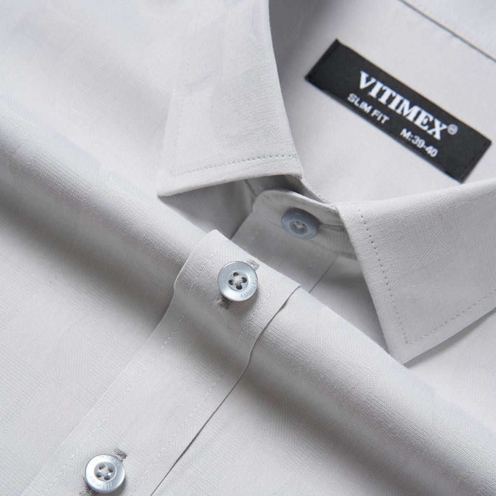 ÁO SƠ MI NGẮN TAY VẠT BẰNG VITIMEX DÁNG ÔM VỪA SLIMFIT HỌA TIẾT CHÌM ASB 4077