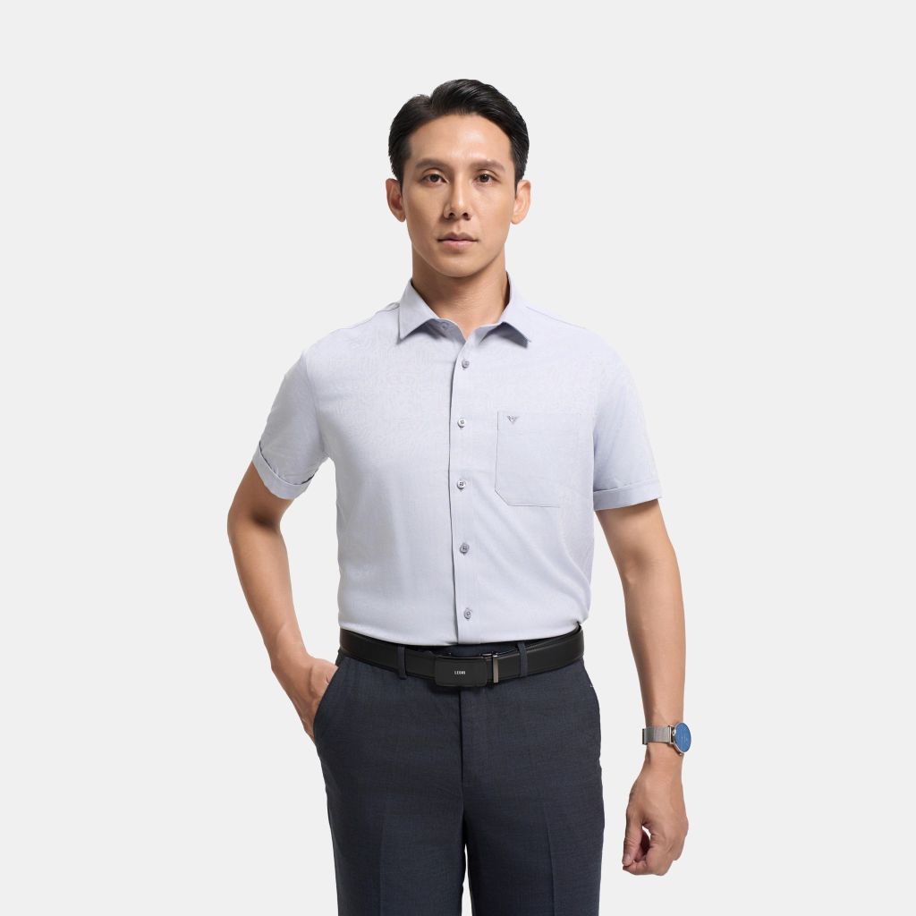 ÁO SƠ MI NGẮN TAY VẠT BẰNG VITIMEX DÁNG ÔM VỪA SLIMFIT HỌA TIẾT CHÌM ASB 4087