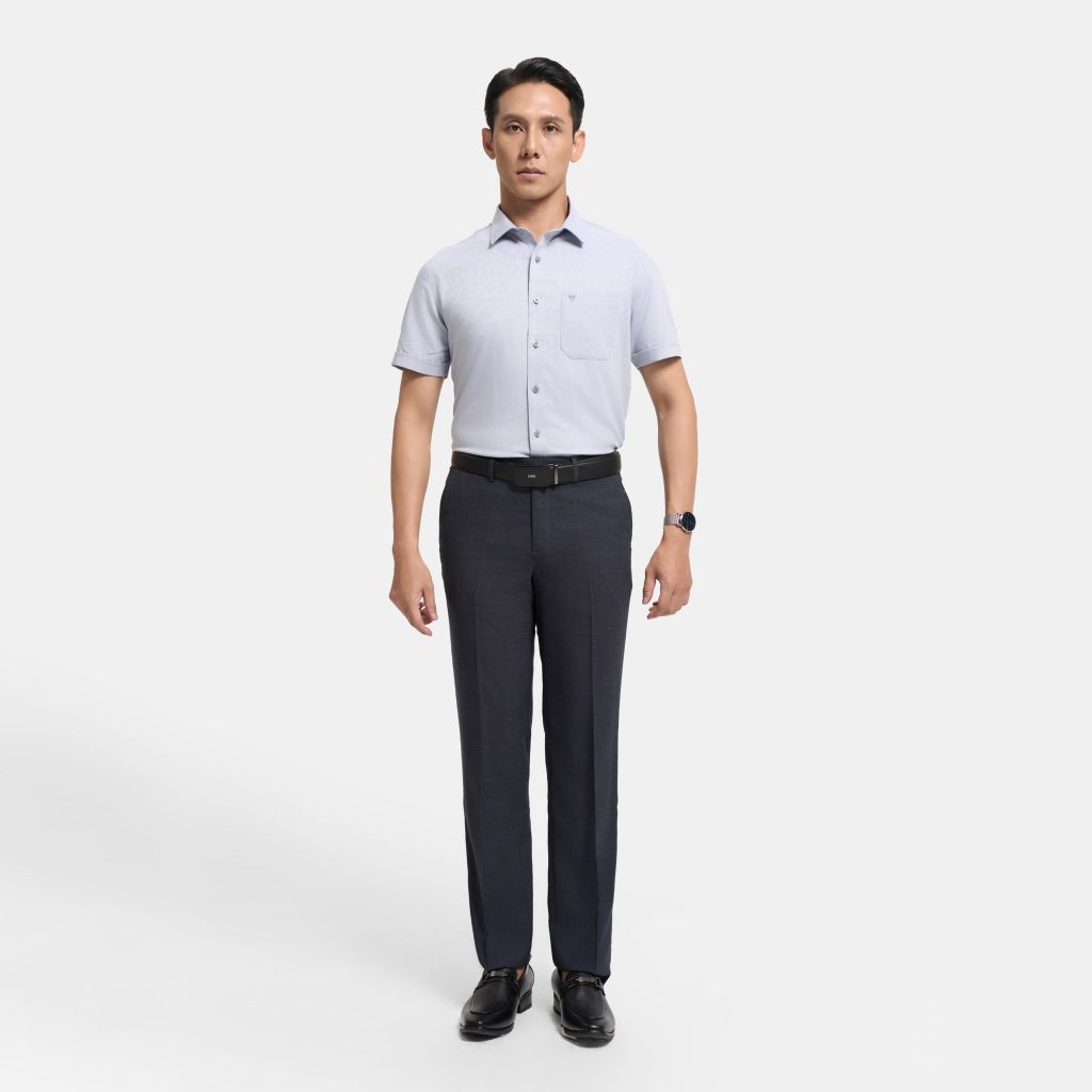 ÁO SƠ MI NGẮN TAY VẠT BẰNG VITIMEX DÁNG ÔM VỪA SLIMFIT HỌA TIẾT CHÌM ASB 4087