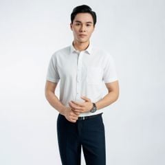 ÁO SƠ MI NGẮN TAY VITIMEX DÁNG BODYFIT TRẮNG TRƠN ASB 7684