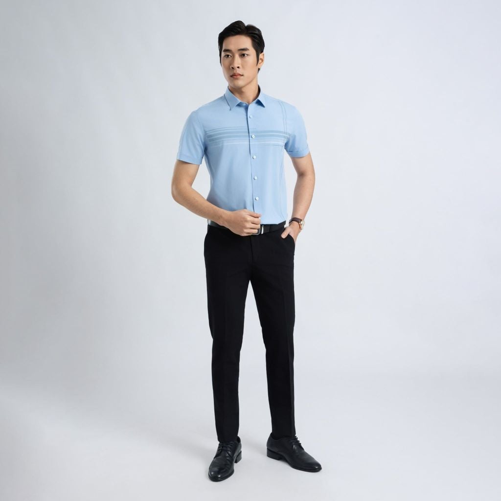 ÁO SƠ MI NGẮN TAY NAM VẠT BẰNG VITIMEX DÁNG ÔM VỪA SLIMFIT ASB 7817