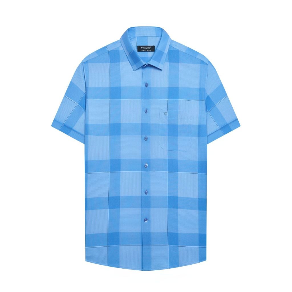 ÁO SƠ MI NGẮN TAY VITIMEX DÁNG ÔM VỪA SLIMFIT KẺ TO ASC 4073