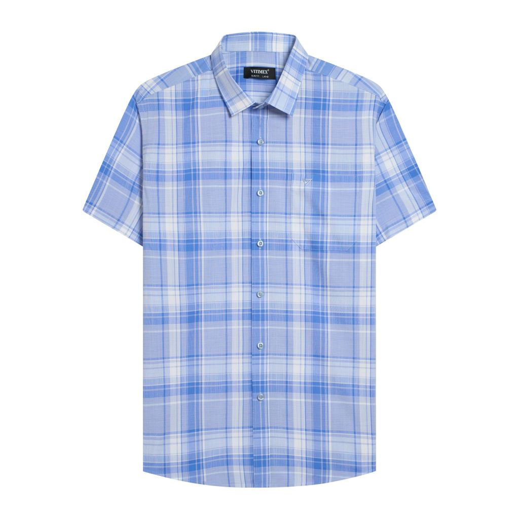 ÁO SƠ MI NGẮN TAY VITIMEX DÁNG ÔM VỪA SLIMFIT KẺ ASC 7621