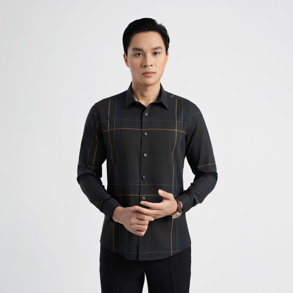 ÁO SƠ MI DÀI TAY VITIMEX DÁNG ÔM VỪA SLIMFIT KẺ ASD 4016