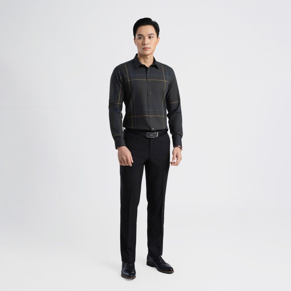ÁO SƠ MI DÀI TAY VITIMEX DÁNG ÔM VỪA SLIMFIT KẺ ASD 4016