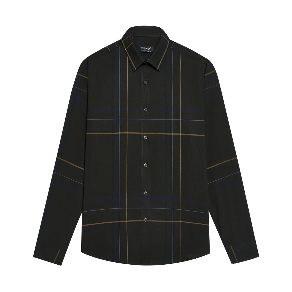 ÁO SƠ MI DÀI TAY VITIMEX DÁNG ÔM VỪA SLIMFIT KẺ ASD 4016