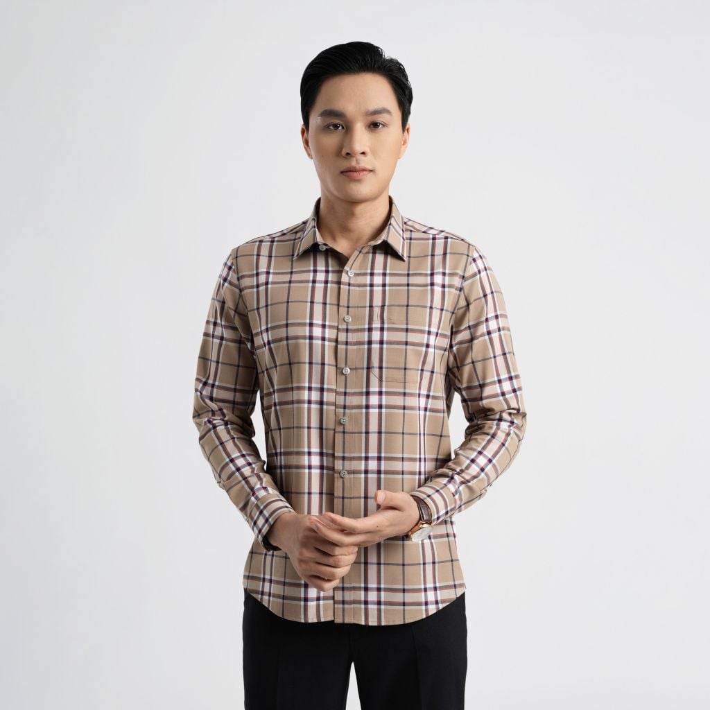 ÁO SƠ MI DÀI TAY VITIMEX DÁNG ÔM VỪA SLIMFIT KẺ ASD 4026