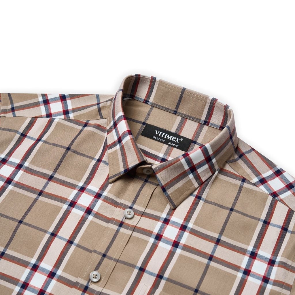 ÁO SƠ MI DÀI TAY VITIMEX DÁNG ÔM VỪA SLIMFIT KẺ ASD 4026
