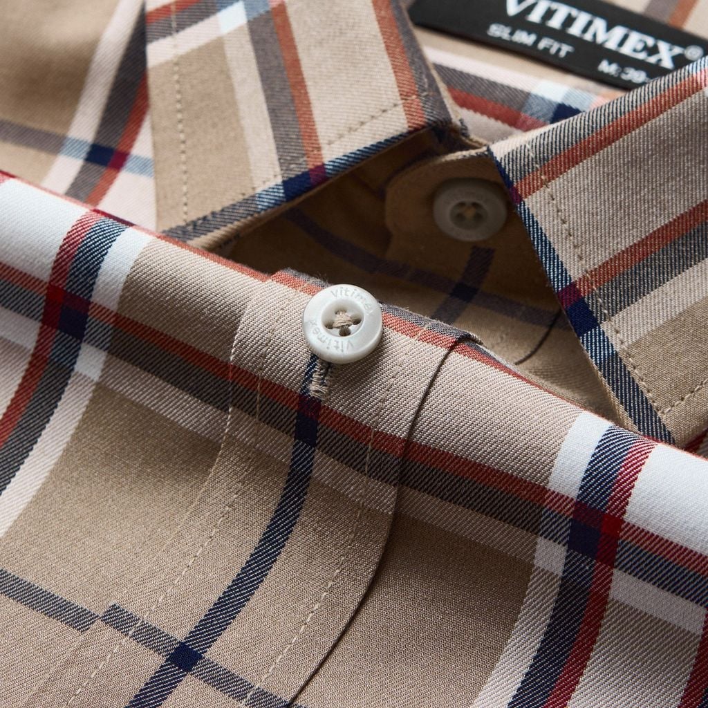 ÁO SƠ MI DÀI TAY VITIMEX DÁNG ÔM VỪA SLIMFIT KẺ ASD 4026