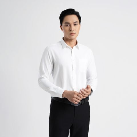 Áo sơ mi dài tay Slimfit trắng trơn ASD 7654 VITIMEX
