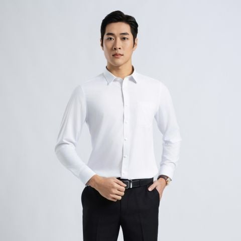 Áo sơ mi dài tay Slimfit trắng trơn ASD 7684 VITIMEX